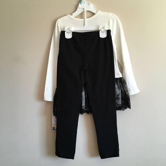 Kids Headquarters 2 Pc. Heart top& leggings set, Little Girl size 5. - Picture 2 of 12